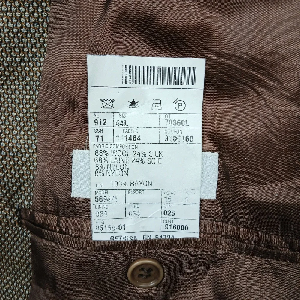 Mani Giorgio Armani Blazer 44L Brown Wool Silk Blend Sport Coat‎ Italy